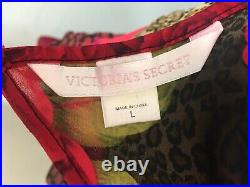 Vintage Y2K Victoria Secret Rare Lingerie Slip Dress Size Large floral cheetah