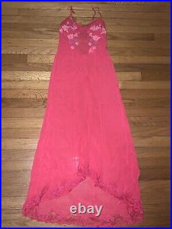 Vintage Y2K Victoria's Secret Medium 100% Silk Pink Long Dress Slip Uptown Girls