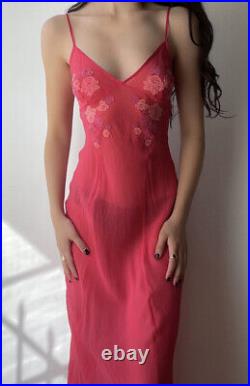 Vintage Y2K Victoria's Secret Medium 100% Silk Pink Long Dress Slip Uptown Girls