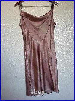 Vintage Y2K Victorias Secret Pure Silk Pink Snake Print Lingerie Slip Dress Sz S