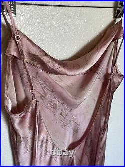 Vintage Y2K Victorias Secret Pure Silk Pink Snake Print Lingerie Slip Dress Sz S