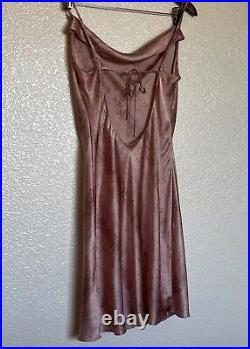 Vintage Y2K Victorias Secret Pure Silk Pink Snake Print Lingerie Slip Dress Sz S