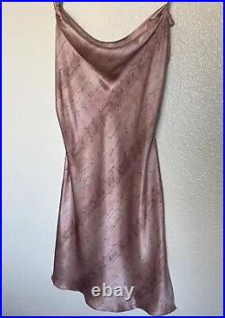 Vintage Y2K Victorias Secret Pure Silk Pink Snake Print Lingerie Slip Dress Sz S