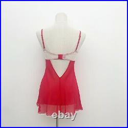 Vintage Y2K Victorias Secret Silk Babydoll Milkmaid Chemise Slip Dress Size Sm