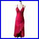 Vintage Y2K pink semi formal halter dress slip dress glitter sequins gown