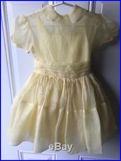 Vintage Yellow Sheer Girls Party Dress Size 2 Length 20 + Slip Set Full Circle