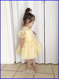 Vintage Yellow Sheer Girls Party Dress Size 3 Length 20 + Slip Set Full Circle