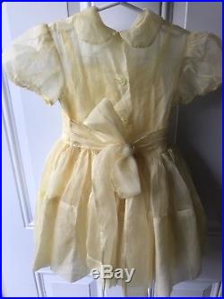 Vintage Yellow Sheer Girls Party Dress Size 3 Length 20 + Slip Set Full Circle