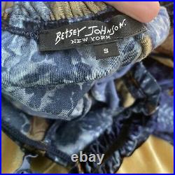 Vintage betsey johnson new york butterfly print dress velvet midi y2k sz small