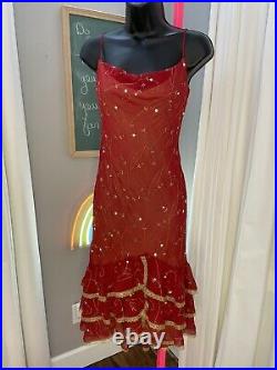 Vintage betsey johnson new york silk dress y2k red womens sz 4