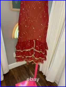 Vintage betsey johnson new york silk dress y2k red womens sz 4