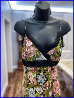 Vintage betsey johnson slip dress womens 8 100% silk