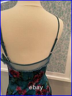 Vintage betsey johnson velvet mesh Slip dress womens size large teal blue