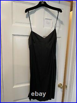 Vintage chanel black spaghetti strap slip dress with CC woven fabric NWT Sz 46