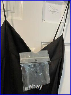 Vintage chanel black spaghetti strap slip dress with CC woven fabric NWT Sz 46