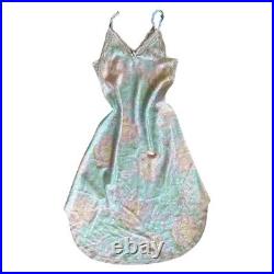 Vintage christian dior slip dress 80s Teal Floral Luxury Designer