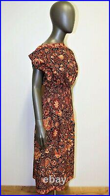 Vintage dress 80s cotton batik fabric PACO RABANNE 38/40FR 6/8US made in France