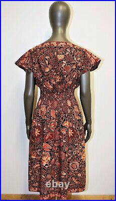 Vintage dress 80s cotton batik fabric PACO RABANNE 38/40FR 6/8US made in France