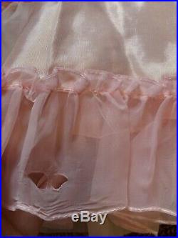 Vintage girls pink sheer dress with slip