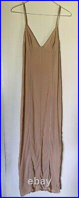 Vintage la perla long maxi silk blend slip dress satin trim peachy nude 2 XS/S