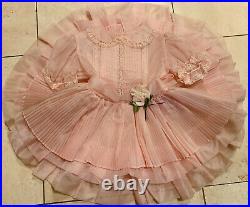 Vintage new with tag girls pink sheer ruffle dress with slip size 4