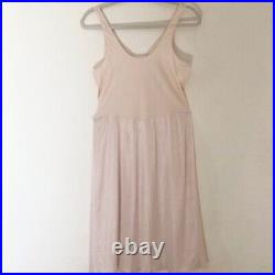 Vintage peachy pale pink fit and flare maxi slip dress dainty lace trim Small