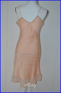Vintage pink Long Spaghetti Strap Lingerie Slip Nightgown silk Size XS/ S