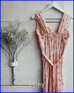 Vintage pink cherub print slip dress with ruffles