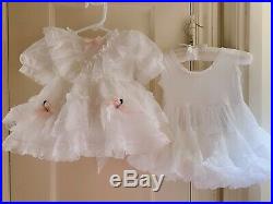 Vintage popaye's girls white sheer lace ruffle dress with slip