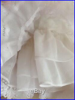 Vintage popaye's girls white sheer lace ruffle dress with slip