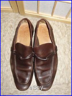 Vintage rare Gucci Brown loafers slip-on dress shoe sz 41 E / US 8 wide Italy