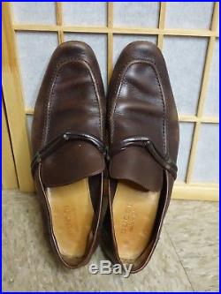 Vintage rare Gucci Brown loafers slip-on dress shoe sz 41 E / US 8 wide Italy