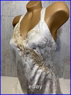 Vintage victoria's Secret M Chemise OR Full Dress Slip 100% Rayon Gold Label #04