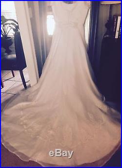 Vintage wedding dress, altered 14, full Length at 5'6, Veil and Crinoline Slip