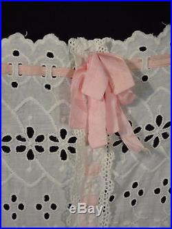 Vintage white Eyelet Slip dress Cotton cami Petticoat ruffle Garden Wedding S M
