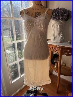 Vintage white cream Slip Dress Youth Form Lace Sheer Mesh Nylon Union Made 32