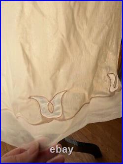 Vintage white cream Slip Dress Youth Form Lace Sheer Mesh Nylon Union Made 32