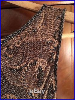 Vivienne Tam Vintage 1990s Beaded Gown with Slip, Rare, bronze/black S as-is