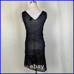 Vivienne Tam Vintage Black Beaded Sheer Stretch Dress Sz 0