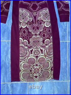 Vivienne Tam Y2K Vintage Mesh Neck Dress Purple Floral Graphic Print NWOT Size 0