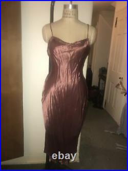 Voyage Of London Maroon Rayon Satin Slip Dress One Size (up To 8) Vintage