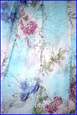 Voyage ladies vintage handmade sheer summer dress with floral pattern and beaded