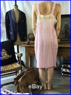 Vtg 1900 Slip Dress Edwardian Silk Cotton Lace Antique Slip Dress Lingerie Vtg