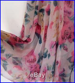 Vtg 1920s silk chiffon floral garden party art deco flapper gatsby dress w slip