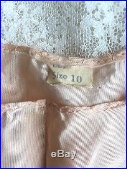 Vtg 1950s Girls Sheer Pink Organza Party Dress with Crinoline Tulle & Slip Sz 10