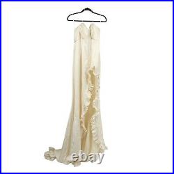 Vtg 1960's Train Satin Wedding Gown Dress Leg Slip Strapless White Medium M 8 10