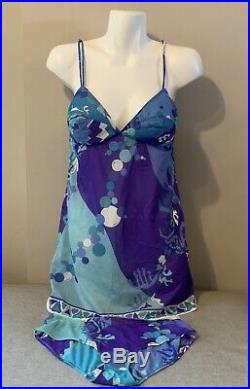 Vtg 1960s Emilio Pucci Formfit Rogers Mod Print Slip Dress 36 14-16 Panties 6