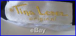 Vtg 1960s Tina Leser Originals empire waist navy floral sun dress with eyelet slip