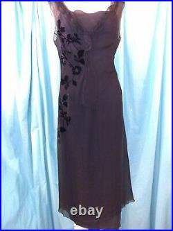 Vtg 20s 30s Style Bias ALBERTA FERRETTI velvet Silk Sheer Black Dress S 4