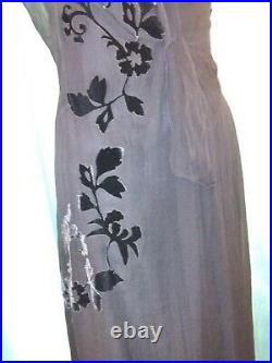 Vtg 20s 30s Style Bias ALBERTA FERRETTI velvet Silk Sheer Black Dress S 4